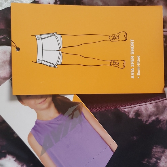 NWT AVIA 2fer purple/maroon tie-dye girls Shorts - Picture 2 of 6